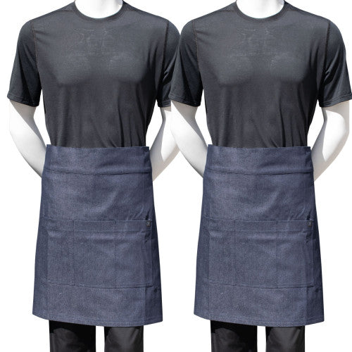 2-PACK Chef Code 24" Denim Waist Apron with Large 3-section Pocket