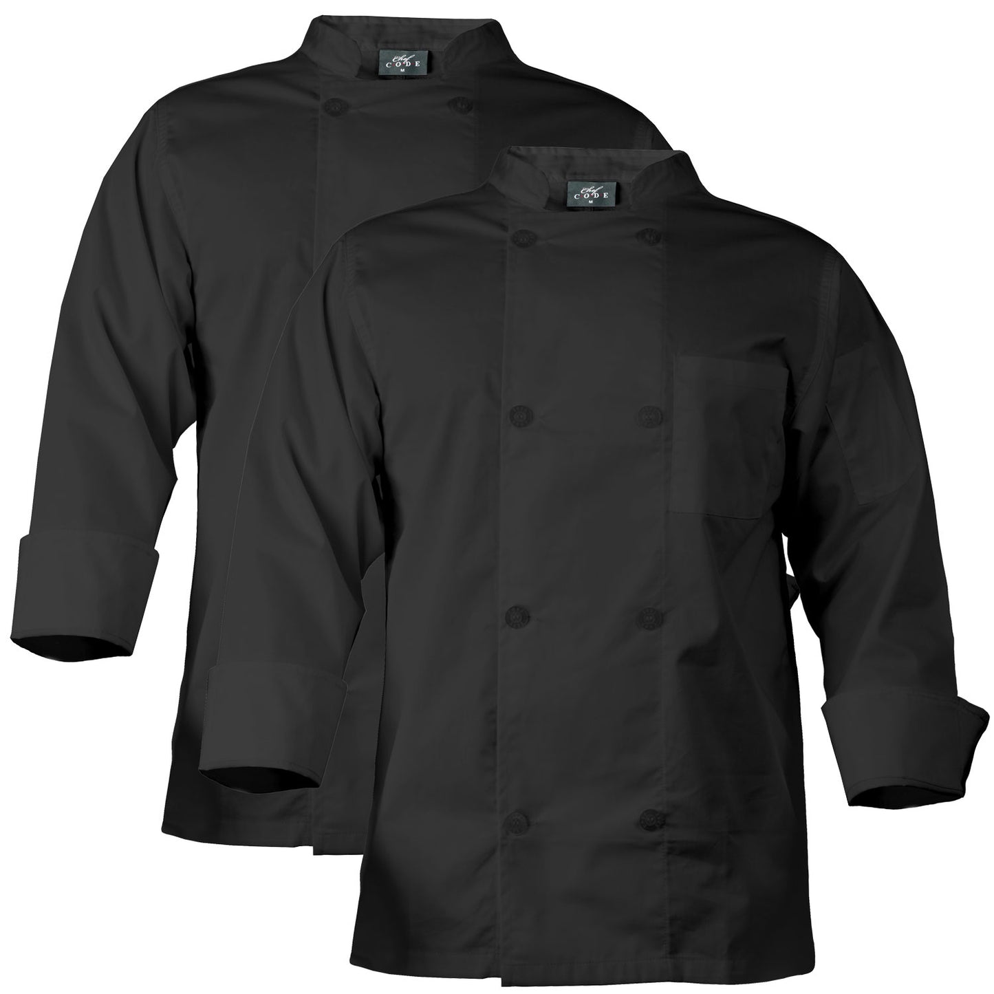 2-PACK Chef Code Chef Coat with 8 Pearl Buttons, Double Breasted Front