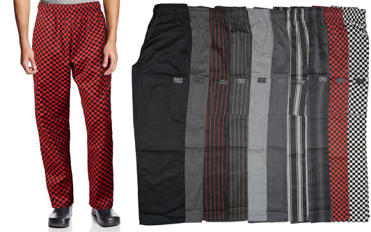 Unisex Modern Fit Chef Pants with Cargo Pockets, Elastic Waist, Core Colors