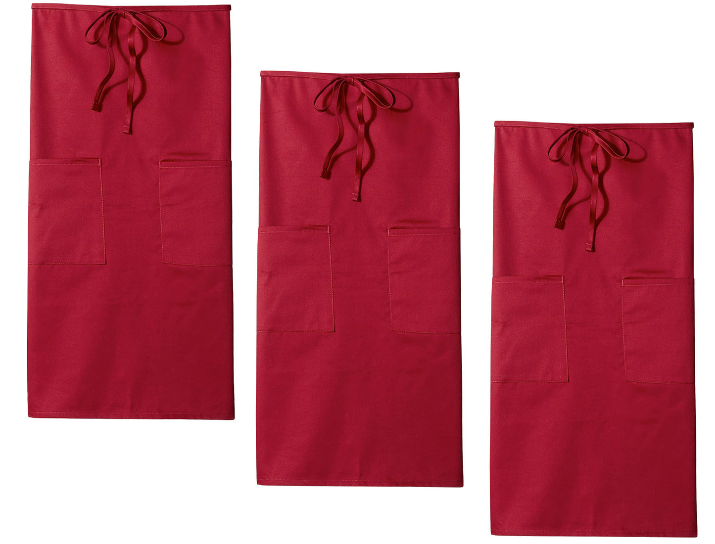 3-PACK Chef Full Bistro Apron Two Pockets 32"