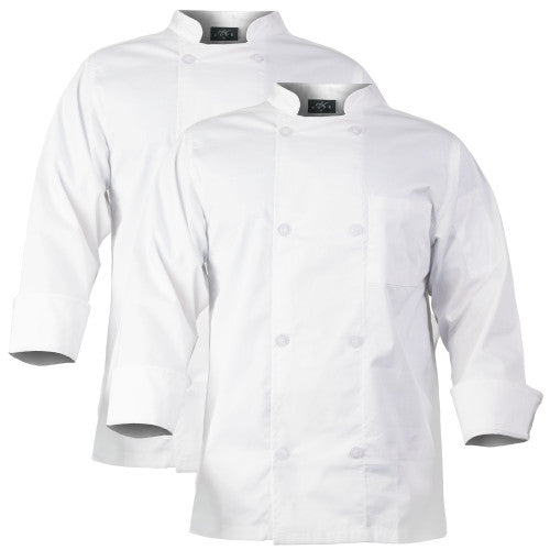 2-PACK Chef Code Chef Coat with 8 Pearl Buttons, Double Breasted Front