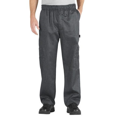 Baggy Cargo Chef Pants, Elastic Waist with Drawstring