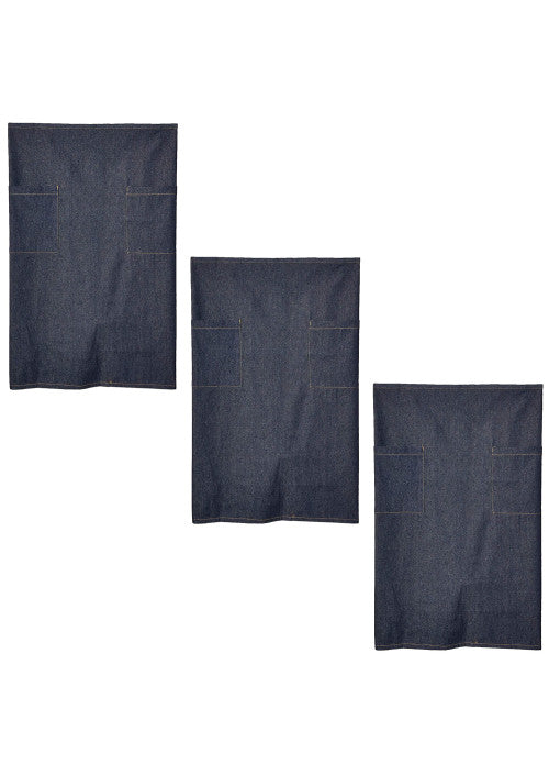 3-PACK Chef Denim Full Bistro Apron Two Pockets 32"