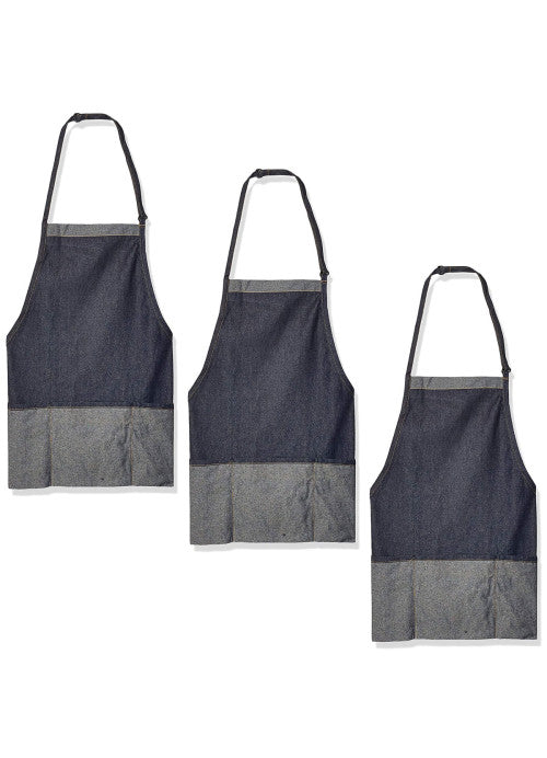 3-PACK Chef Denim Adjustable Bib Apron 28"