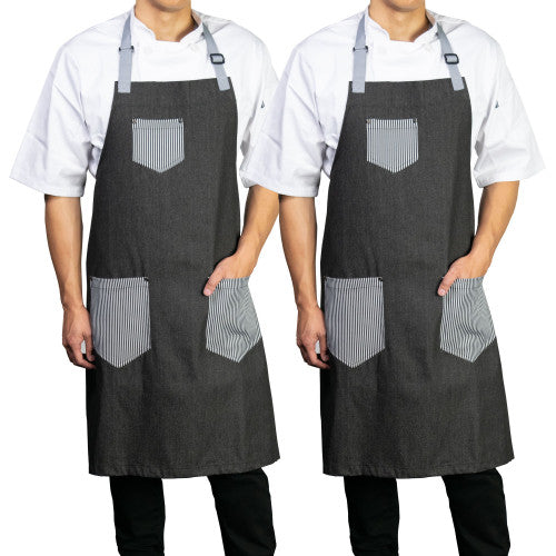 2-PACK Chef Code 34" Long Denim Apron with Adjustable Neck